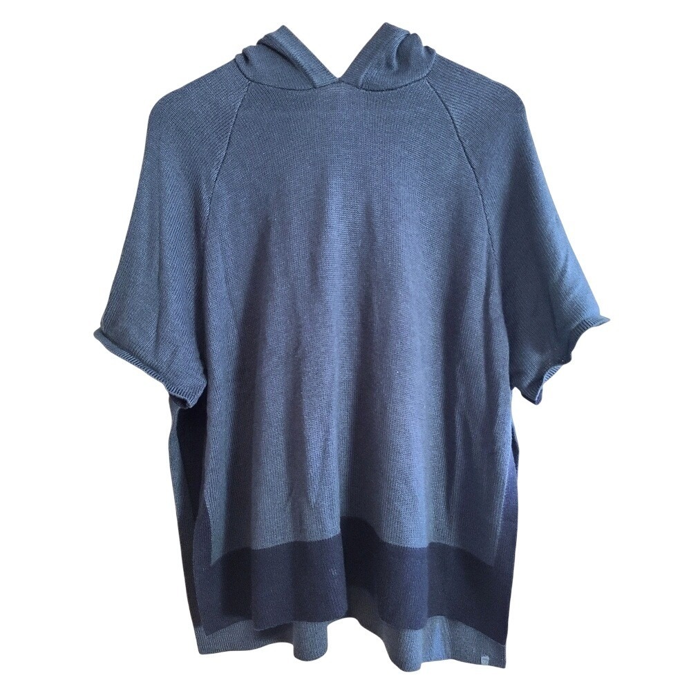 Lululemon Opened Up Poncho Blue Navy XS/S Oversized Hooded‎ Short Sleeve Sweater